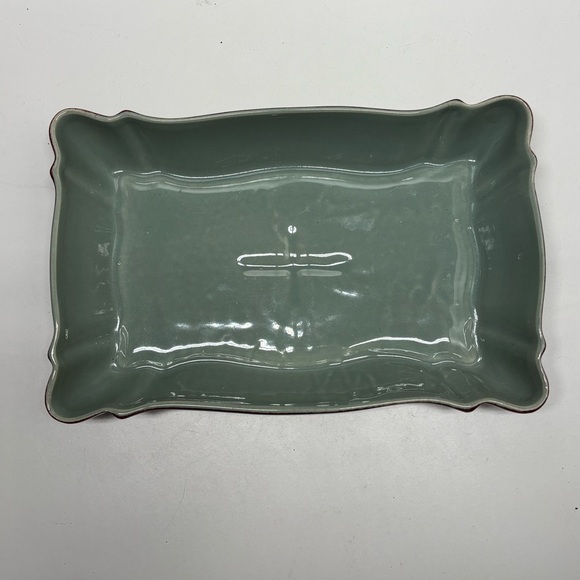 Beautiful vintage Beauceware glazed red and turquoise rectangular planter - Picture 6 of 8